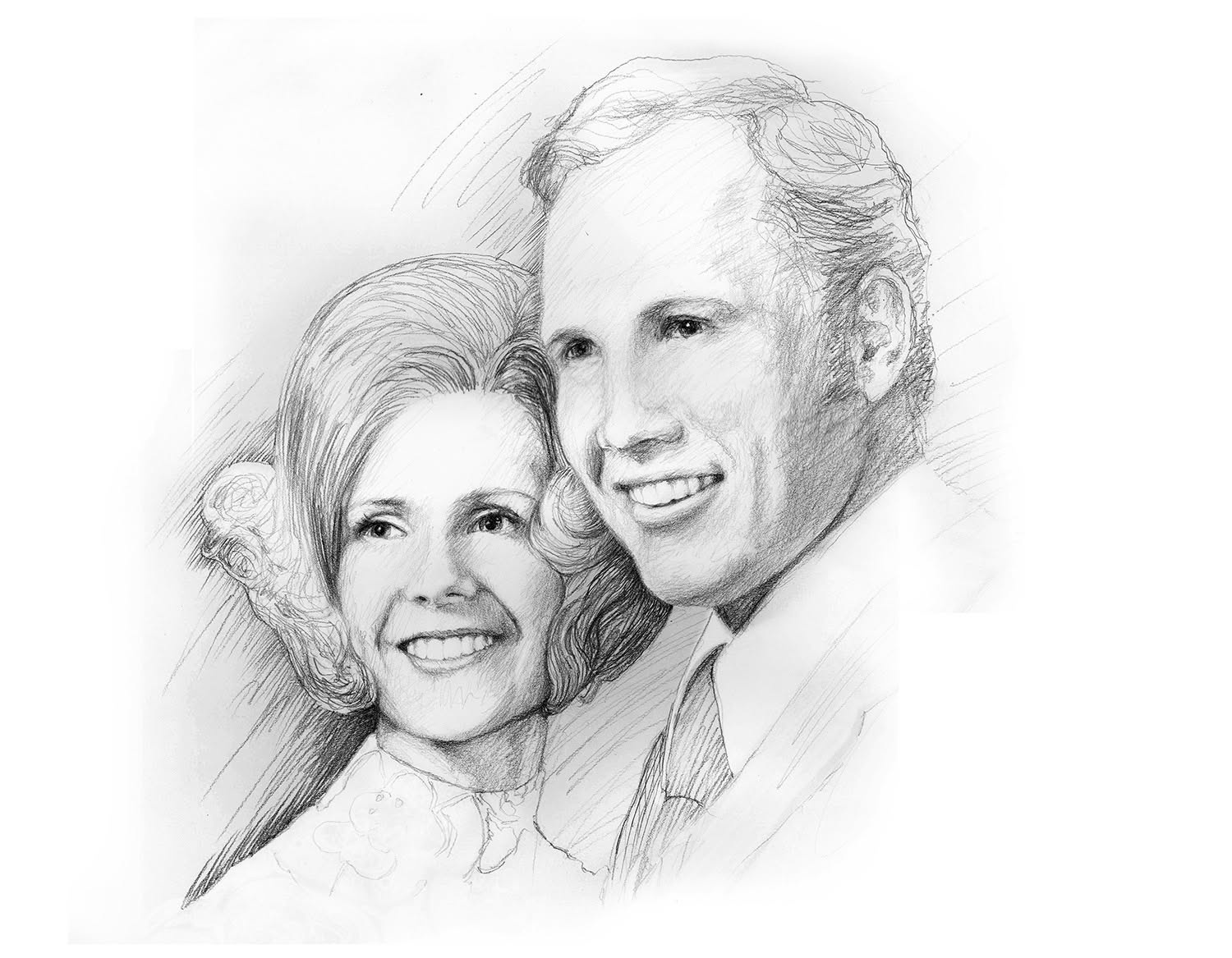 Pencil portrait of a couple