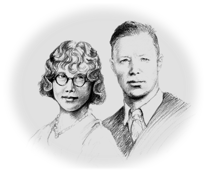 Pencil portrait of a couple